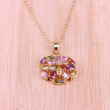 Rose Square Zircon Jewelry Set Women Earrings Necklace Anniversary