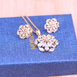 Rose Square Zircon Jewelry Set Women Earrings Necklace Anniversary