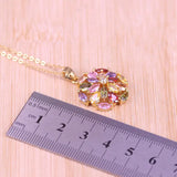 Rose Square Zircon Jewelry Set Women Earrings Necklace Anniversary