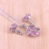 Princess Pink Lucky Circle Jewelry Set - Silver 925