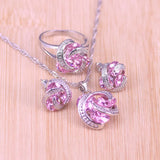 Princess Pink Lucky Circle Jewelry Set - Silver 925