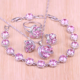 Princess Pink Lucky Circle Jewelry Set - Silver 925
