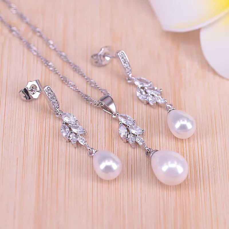 Silver 925 Freshwater Pearl Jewelry Set for Women