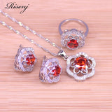 Red Rose Silver Jewelry Set for Women