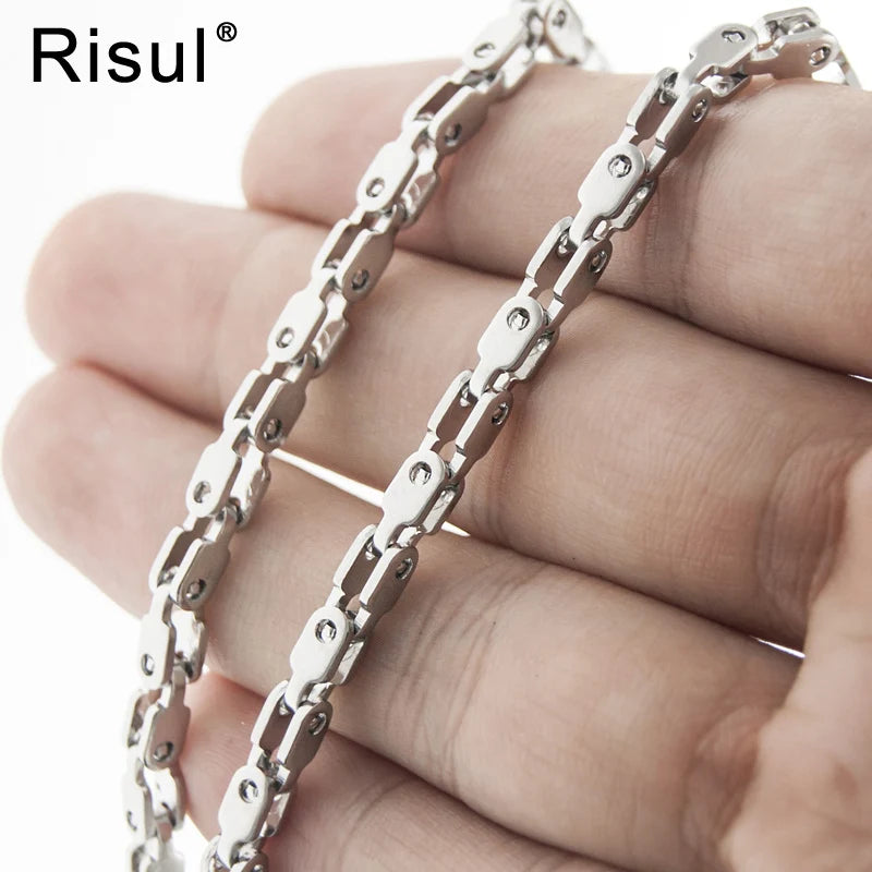 Risul 3.5mm Box Chain Punk Style Necklace Stainless Steel Chains