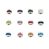 Stainless Steel Women Zodiac Birth Lucky Stones Spacer Bead Ball 6mm Charm