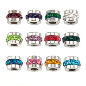 Stainless Steel Women Zodiac Birth Lucky Stones Spacer Bead Ball 6mm Charm