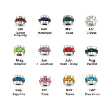 Stainless Steel Women Zodiac Birth Lucky Stones Spacer Bead Ball 6mm Charm