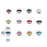 Stainless Steel Women Zodiac Birth Lucky Stones Spacer Bead Ball 6mm Charm