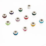Stainless Steel Women Zodiac Birth Lucky Stones Spacer Bead Ball 6mm Charm