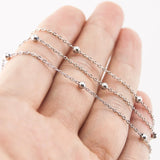 Risul Women 1.2mm Thin Bracelets Stainless Steel Space Ball Chain 18-22cm 10pcs