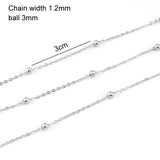 Risul Women 1.2mm Thin Bracelets Stainless Steel Space Ball Chain 18-22cm 10pcs