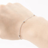 Risul Women 1.2mm Thin Bracelets Stainless Steel Space Ball Chain 18-22cm 10pcs