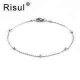 Risul Women 1.2mm Thin Bracelets Stainless Steel Space Ball Chain 18-22cm 10pcs