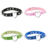 Rivet Punk Heart Collar Necklace for Women Men