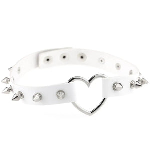 Rivet Punk Heart Collar Necklace for Women Men