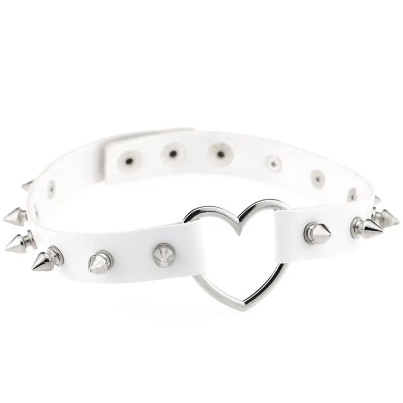 Rivet Punk Heart Collar Necklace for Women Men