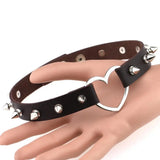 Rivet Punk Heart Collar Necklace for Women Men