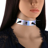 Punk Rivets Laser PU Leather Choker Spike Necklace