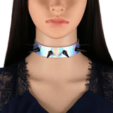 Punk Rivets Laser PU Leather Choker Spike Necklace