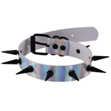 Punk Rivets Laser PU Leather Choker Spike Necklace
