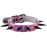 Punk Rivets Laser PU Leather Choker Spike Necklace