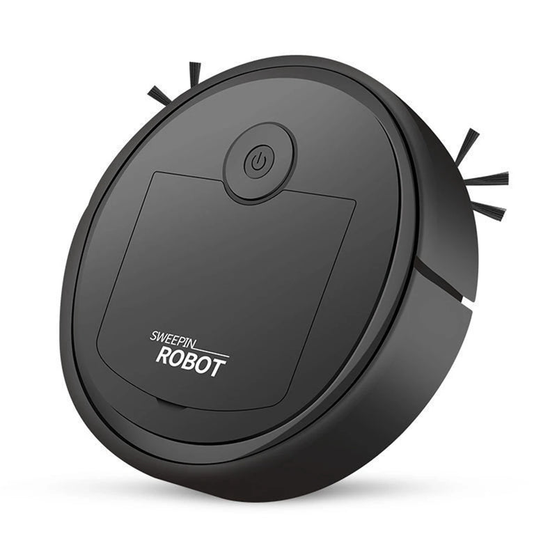 Intelligent Robotic Vacuum Cleaner, Low Noise Floor Sweeper, Black