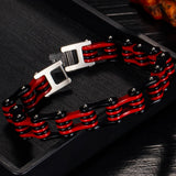 Red Stainless Steel Motorcycle Chain Bracelet Men