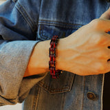 Red Stainless Steel Motorcycle Chain Bracelet Men
