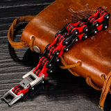 Red Stainless Steel Motorcycle Chain Bracelet Men