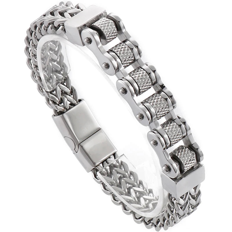 Men's Biker Motorcycle Chain Bracelet Stainless Steel Bicycle Bracelet