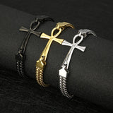 Rock Hip-hop Double Row Braided Chain Bracelet Stainless Steel
