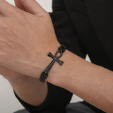 Rock Hip-hop Double Row Braided Chain Bracelet Stainless Steel