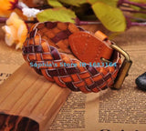 Rock Light Brown Leather Hemp Cuff Bracelet Bangle