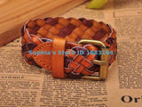 Rock Light Brown Leather Hemp Cuff Bracelet Bangle