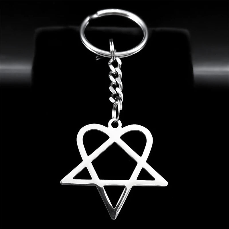 Rock Music Him Heartagram Key Ring Bag Charm Keychain K2612
