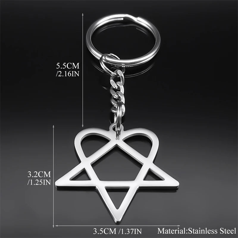 Rock Music Him Heartagram Key Ring Bag Charm Keychain K2612