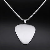 Rock Music Note Guitar Pick Necklace Stainless Steel Musical Symbol Chain