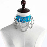 Punk Leather Body Harness Necklace with Metal Chain Jewelry