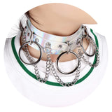 Punk Leather Body Harness Necklace with Metal Chain Jewelry