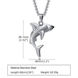Rock Punk Shark Necklace for Men, Stainless Steel Collar Jewelry