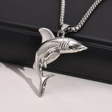 Rock Punk Shark Necklace for Men, Stainless Steel Collar Jewelry