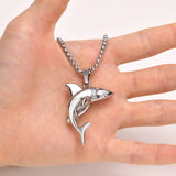 Rock Punk Shark Necklace for Men, Stainless Steel Collar Jewelry