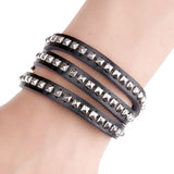 Rock Punk Silver Nail Leather Bracelet Multi-circle Cowhide Bracelet
