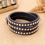 Rock Punk Silver Nail Leather Bracelet Multi-circle Cowhide Bracelet