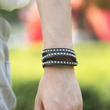 Rock Punk Silver Nail Leather Bracelet Multi-circle Cowhide Bracelet