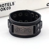 Rock Punk Wide Rivet Leather Bracelet Unisex Wrap Bangles Brown
