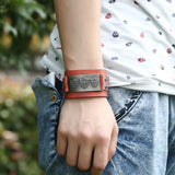 Rock Punk Wide Rivet Leather Bracelet Unisex Wrap Bangles Brown