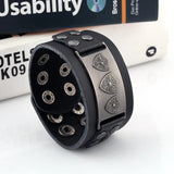 Rock Punk Wide Rivet Leather Bracelet Unisex Wrap Bangles Brown