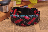 Red&Black Leather Hemp Friendship Cuff Bracelet Bangle Wristband Mens